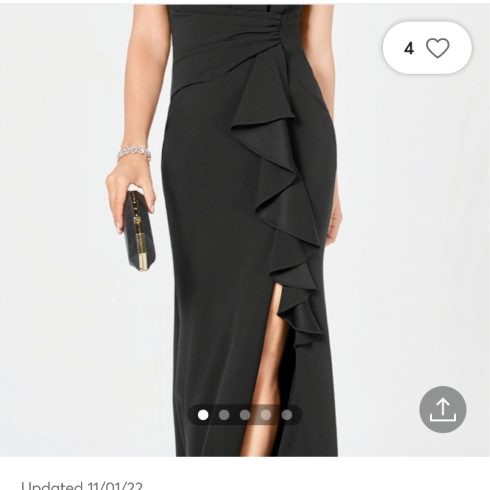 NWT Betsy & Adam BLACKRuffle Cascade Front Scuba Trumpet Strapless Dress-Size 12 - Picture 3 of 10